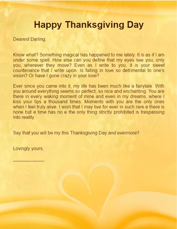 Thanksgiving Love Letter For Boyfriend Husband